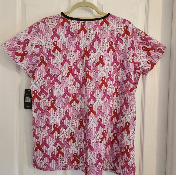 Just Love Pink Breast Cancer Scrub Top - Picture 3 of 4